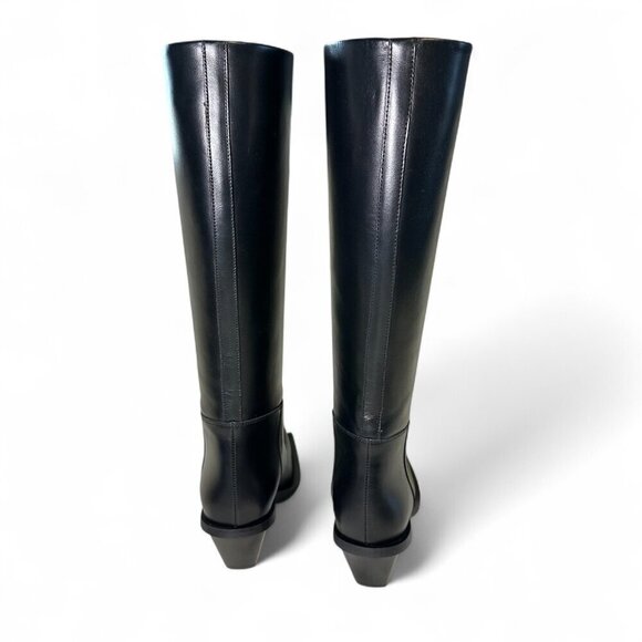 Gia Borghini Ginevra Blondine Texan Leather Knee High Black Boot EU 38 NIB - Picture 5 of 16